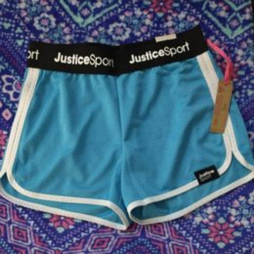 NEW girls shorts, blue, size L(12/14), JusticeSport,brand- justice k-196